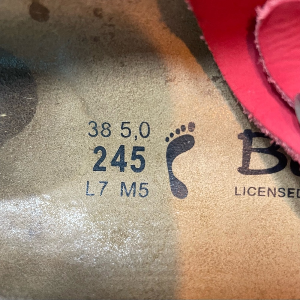 Birkenstock Betula Red 3 Strap Cork Sandals 7 Adjustable Straps Boho - Picture 8 of 8